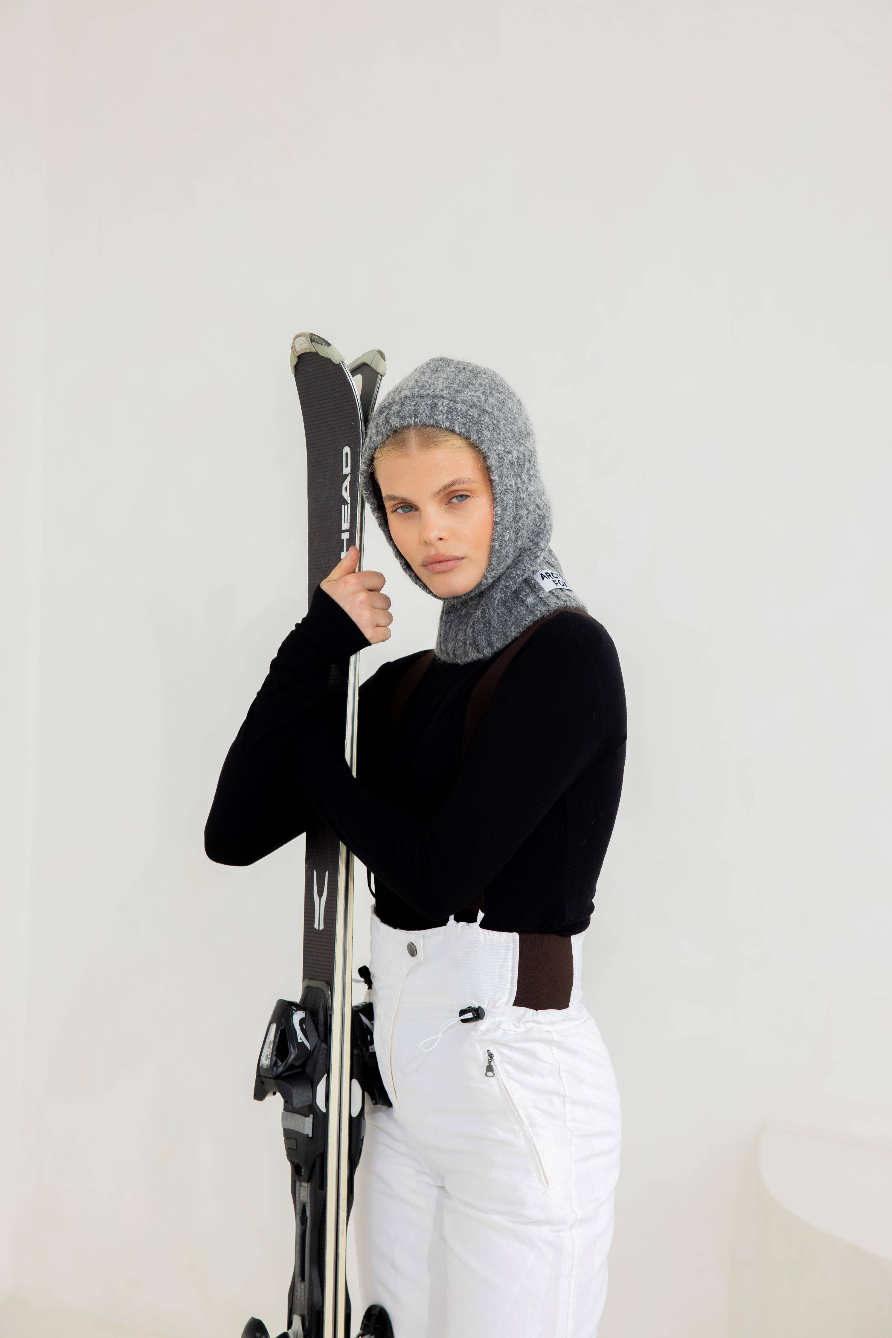 The Alpaca Balaclava Fitted Hood - Alpine Cloud