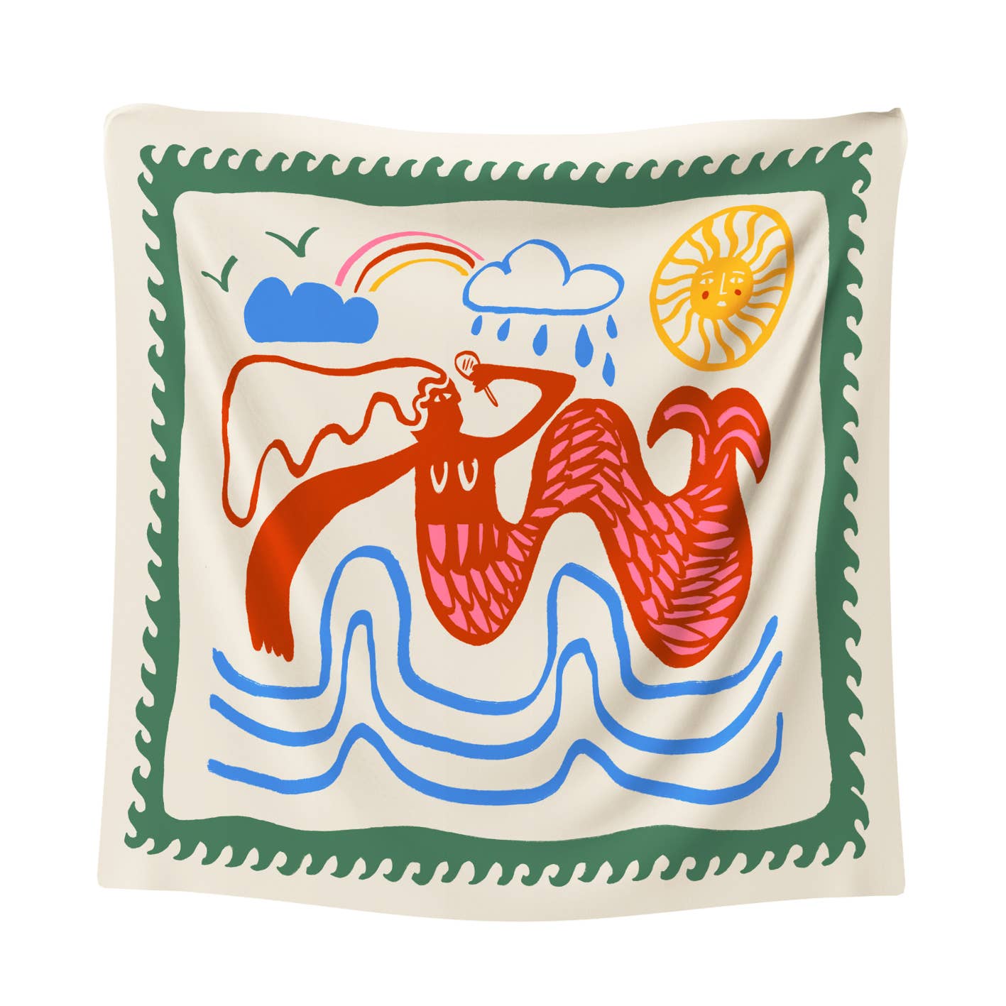 Medium scarf THE MERMAID / Silk & Cotton