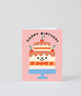 Happy Birthday Cake & Cherries Kids Greeting Card