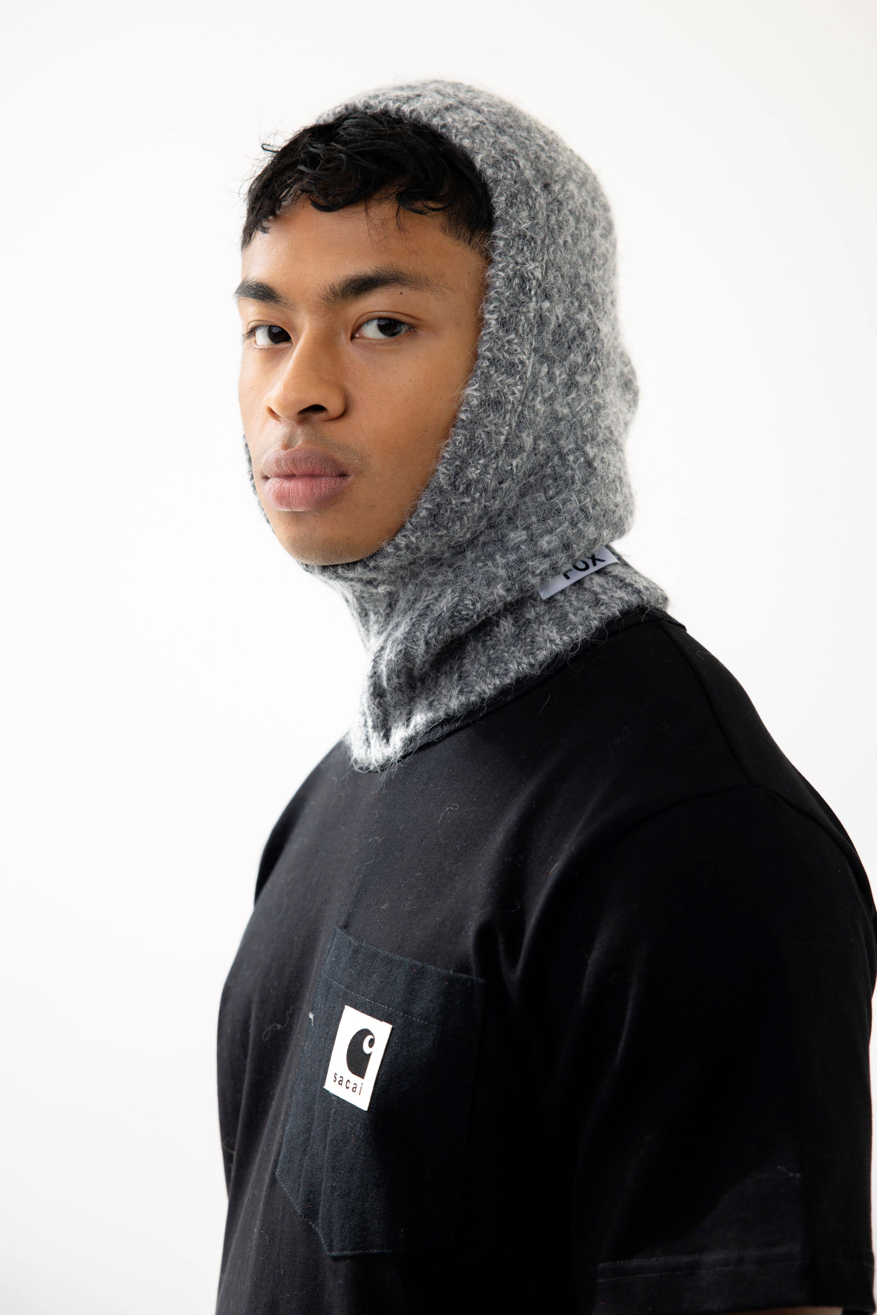 The Alpaca Balaclava Fitted Hood - Alpine Cloud