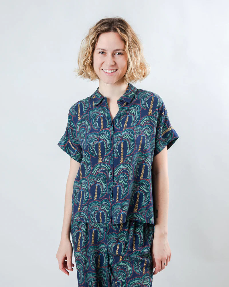Borneo Batwing Blouse Navy