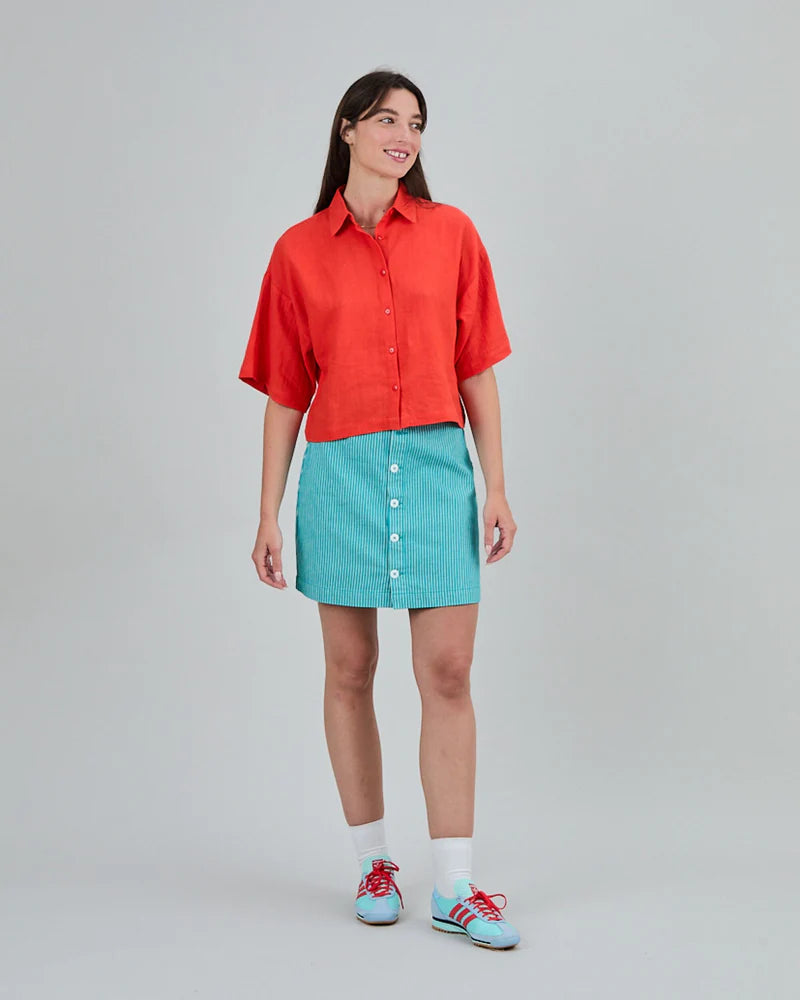 Coral Boxy Squared Shirt