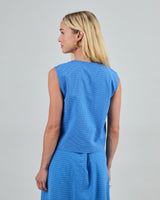 Checks Button Up Bluse Blau
