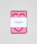 Making Faces Pink/Maroon Woven Cotton Tea Towel