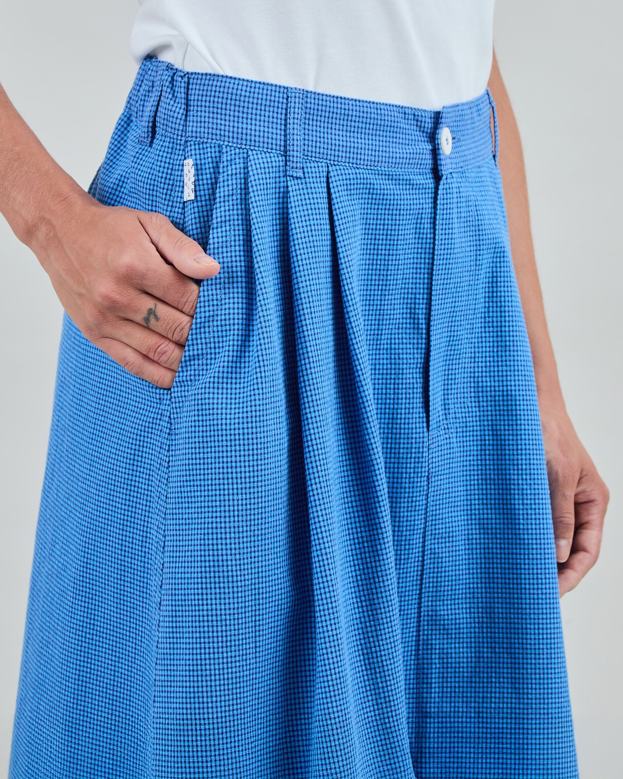 Checks Midi Rock Blau