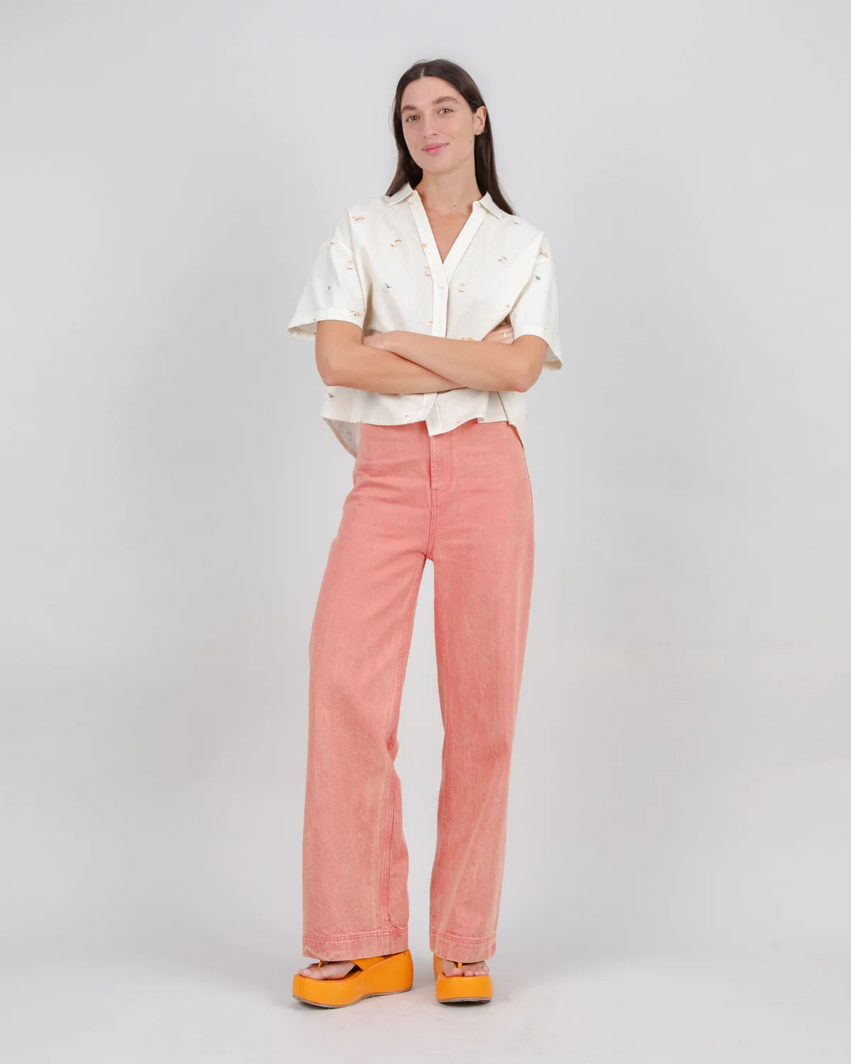 Washed Denim Straight Leg Pink
