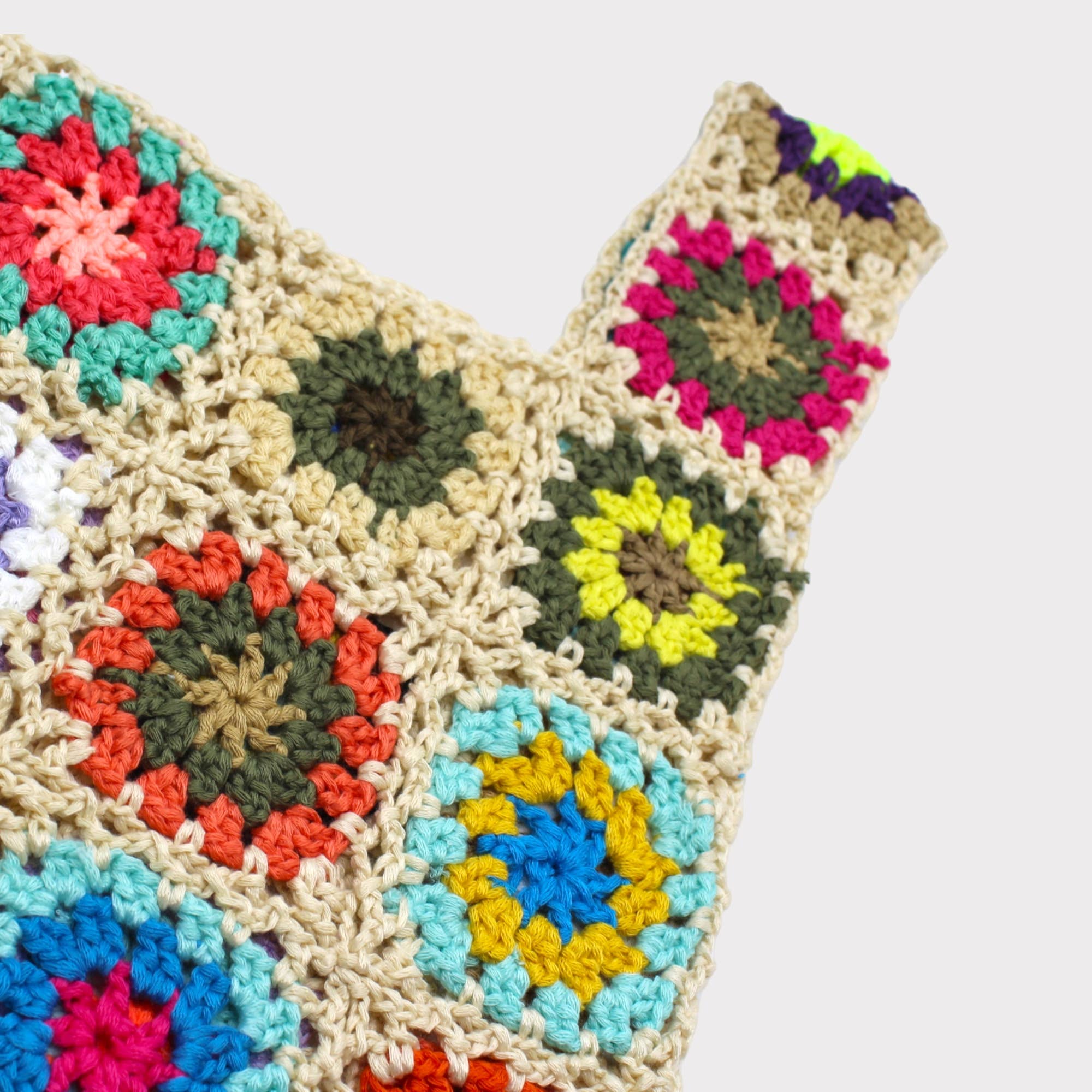 Retro Pattern Crochet Hand Bag: Beige