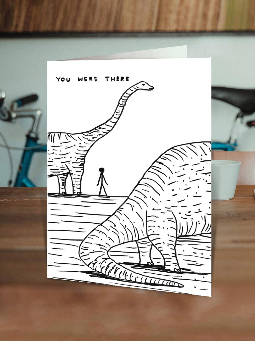 Lustige David Shrigley Grußkarte mit Dinosaurier-Motiv „I Was There“