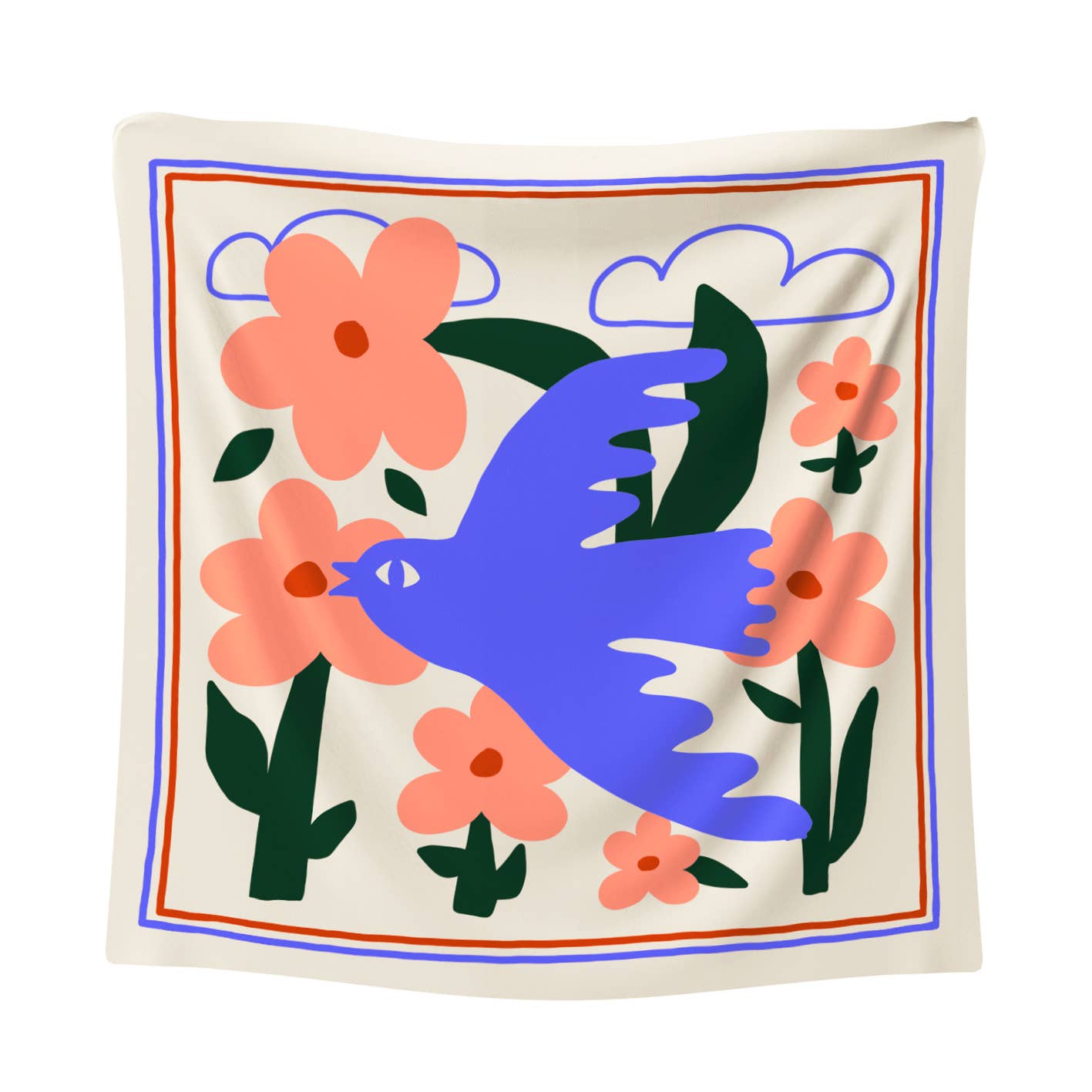 Medium Scarf BIRD / Silk & Cotton