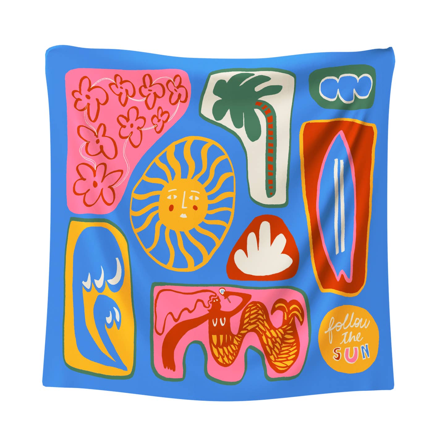 Medium scarf GOLDEN SEASON BLUE / Silk & Cotton