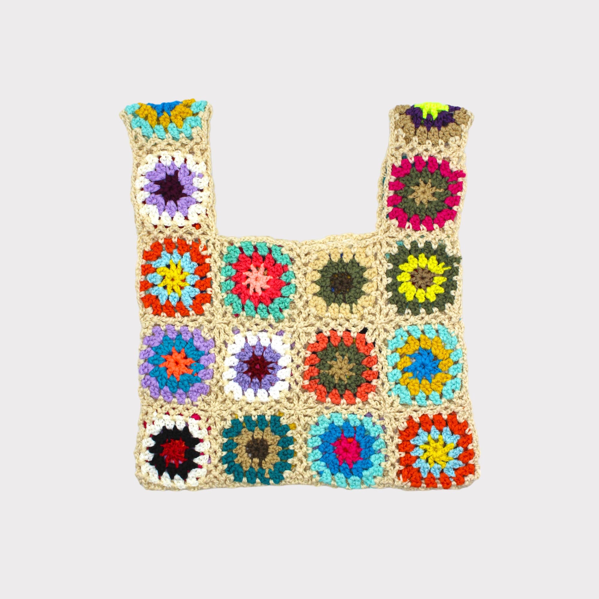 Retro Pattern Crochet Hand Bag: Beige
