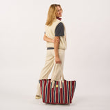 Shopping bag - Striped, burgundy and navy