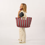 Shopping bag - Striped, burgundy and navy