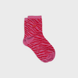 Zebra glitter combed cotton socks - Pink and red
