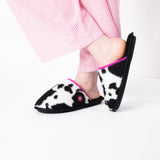 Women's sherpa slippers - Cow