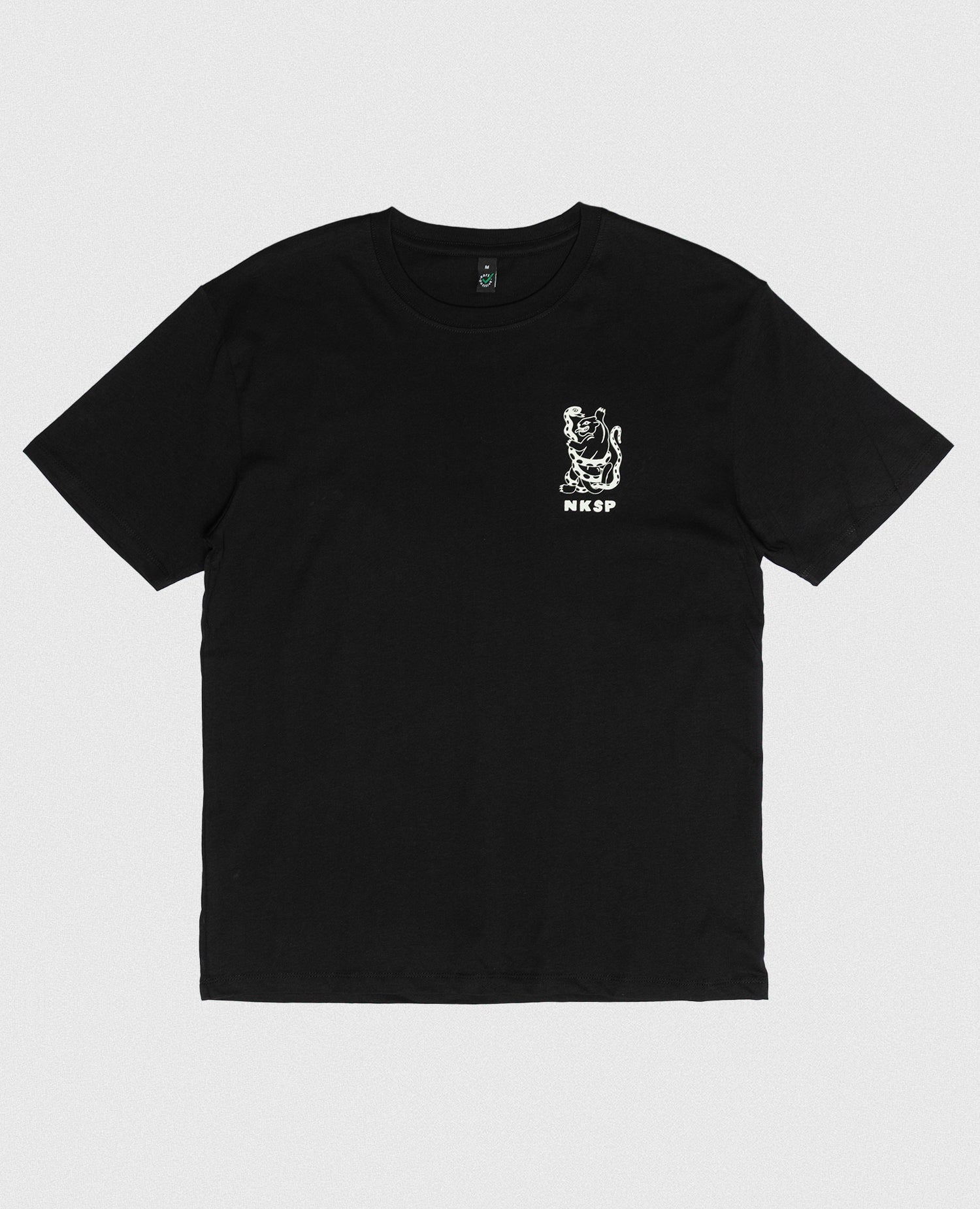 A Place For Diversity T-Shirt Schwarz von NKSP – Vorderansicht flach gelegt mit weißem Brustdruck