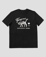 Fangs Out Patriarchy Down Unisex T-Shirt von NKSP – Frontprint freche Katze