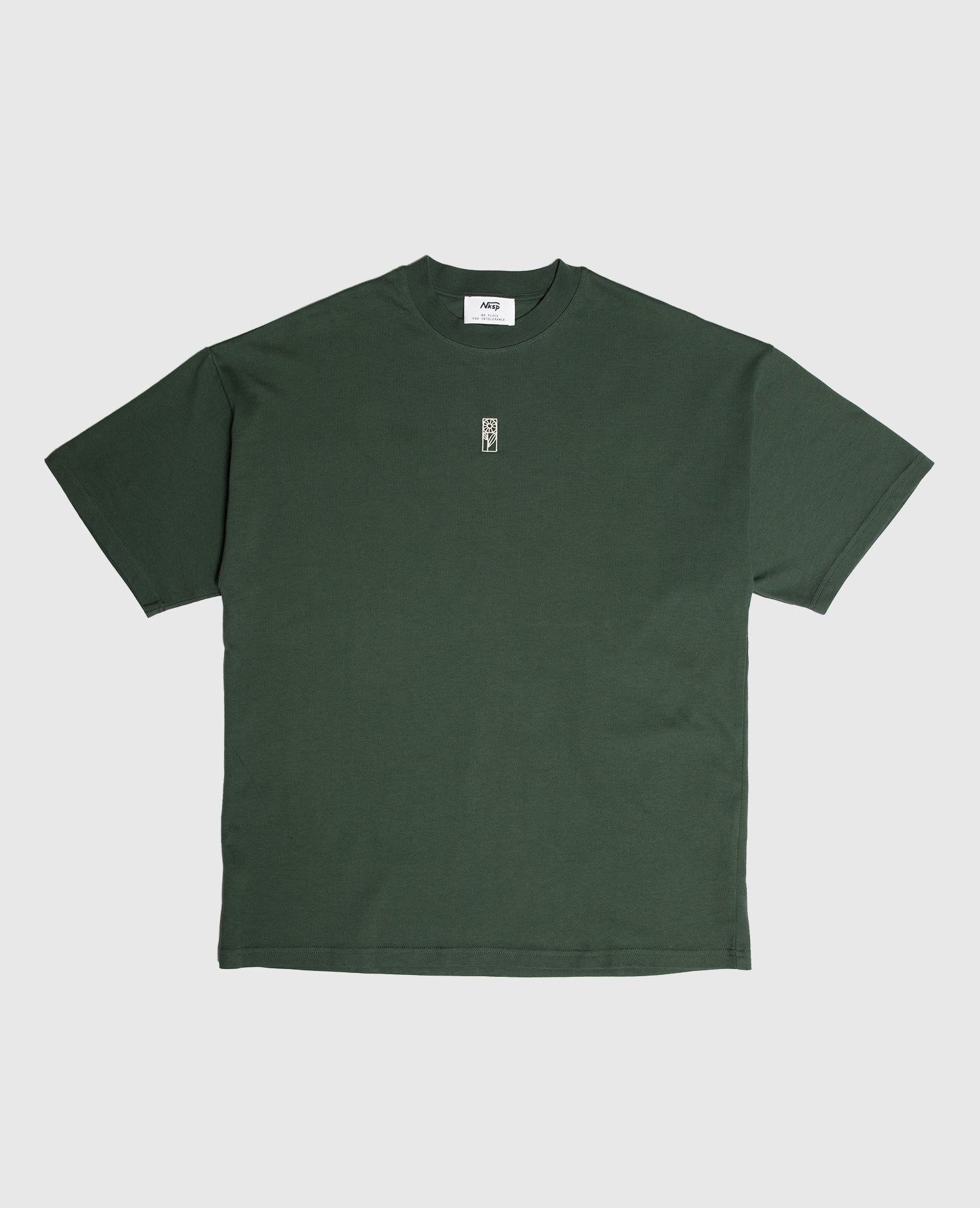 Blume Oversized T-Shirt Dunkelgrün von NKSP – Vorderansicht