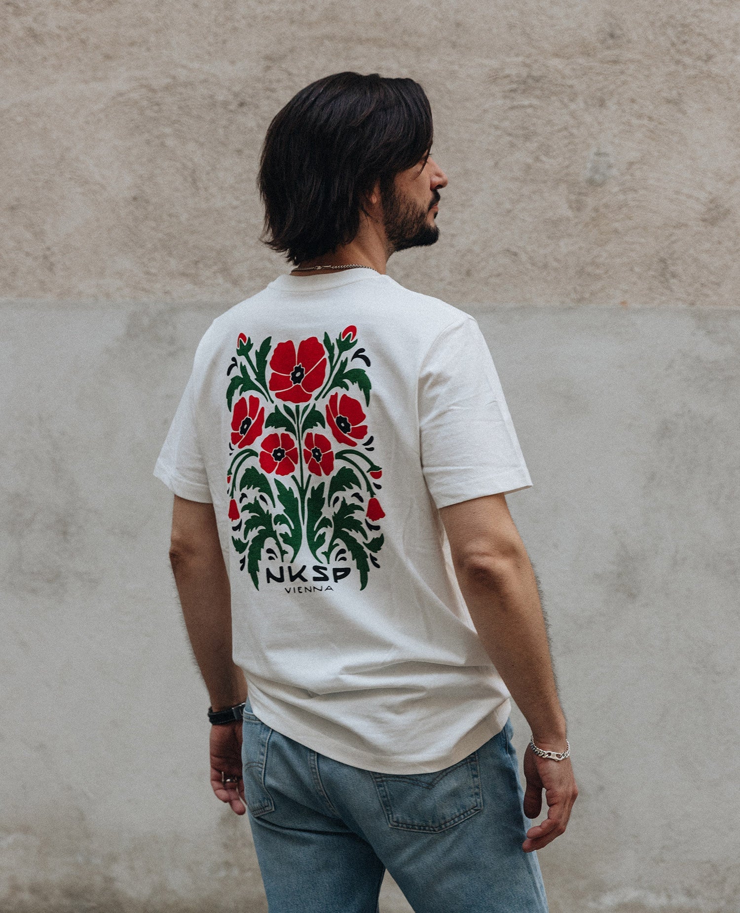 Mohnblumen T-Shirt Off-White von NKSP