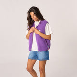 Women’s sleeveless sherpa zip jacket - Purple