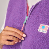 Women’s sleeveless sherpa zip jacket - Purple