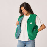 Women’s sleeveless sherpa zip jacket - Green