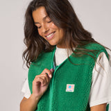 Women’s sleeveless sherpa zip jacket - Green
