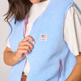 Women’s sleeveless sherpa zip jacket - Blue
