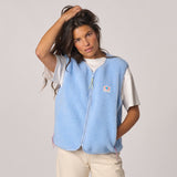 Women’s sleeveless sherpa zip jacket - Blue