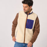 Veste sherpa - Ivoire et marine