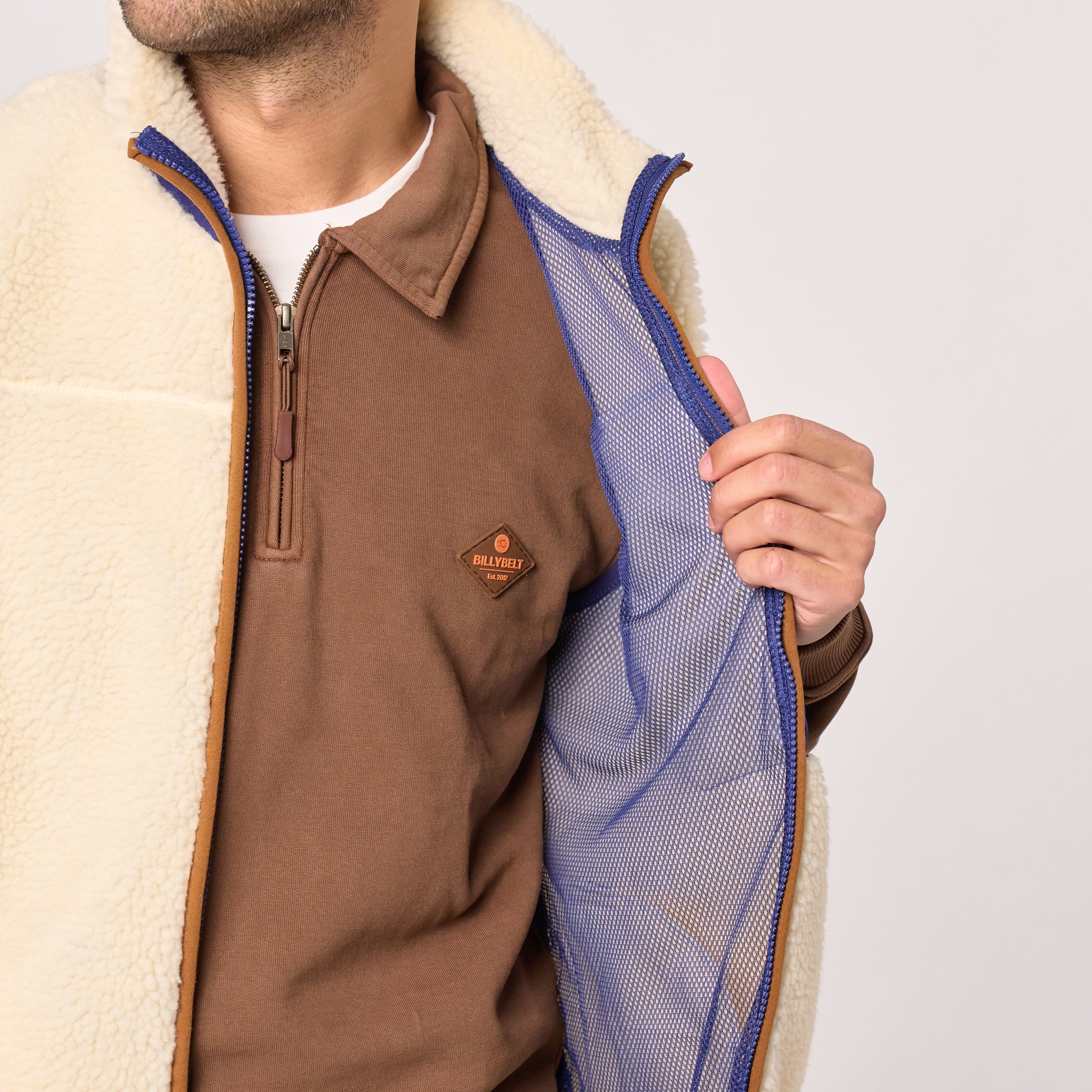 Veste sherpa - Ivoire et marine