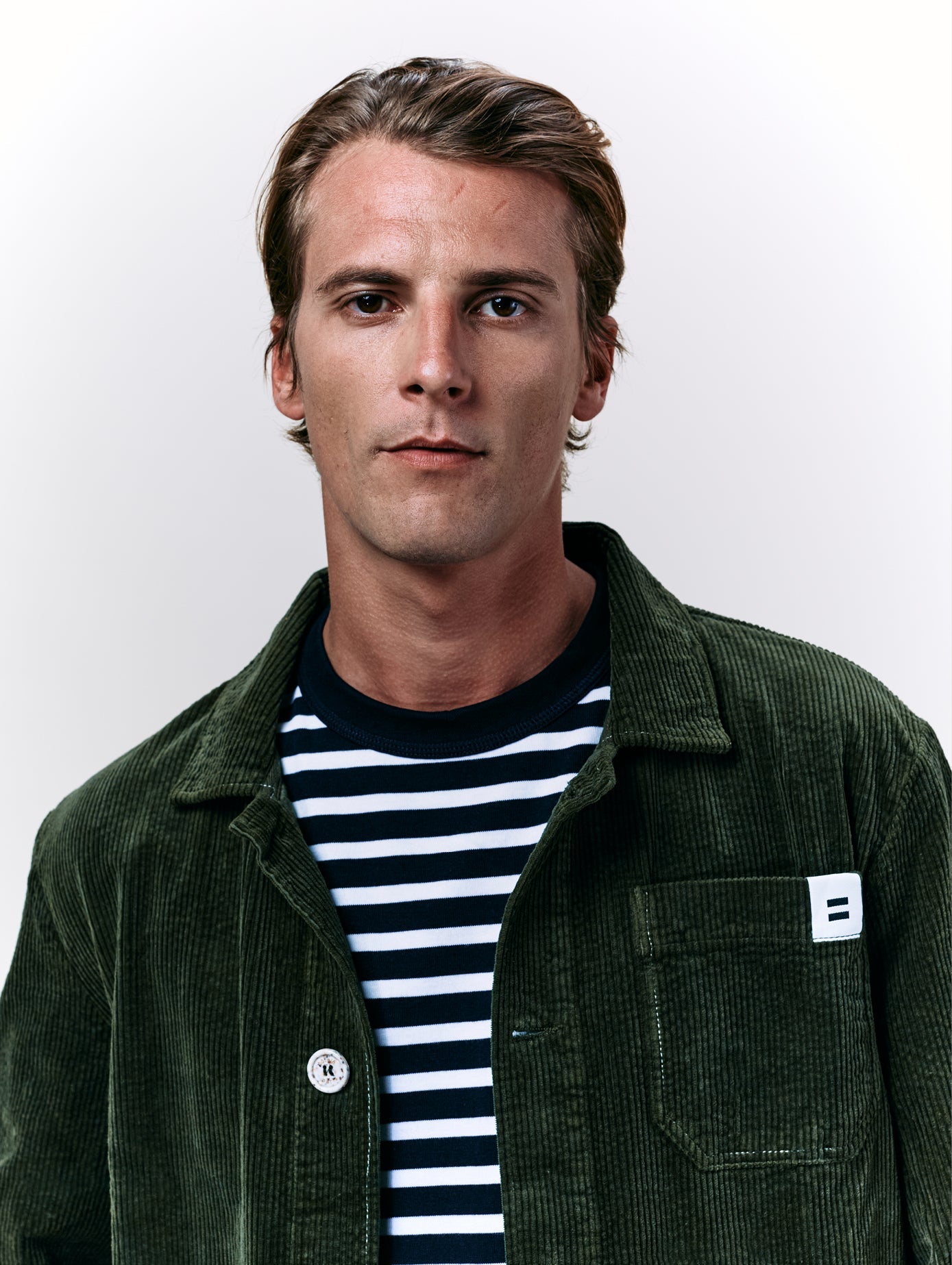 VESTE WORKER CÔTELÉ VERT OLIVE