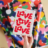 Love Love Love' Embossed Greeting Card