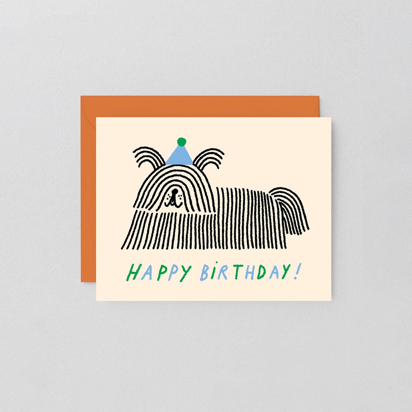 Happy Birthday Long hair Dog Kids Greeting Card