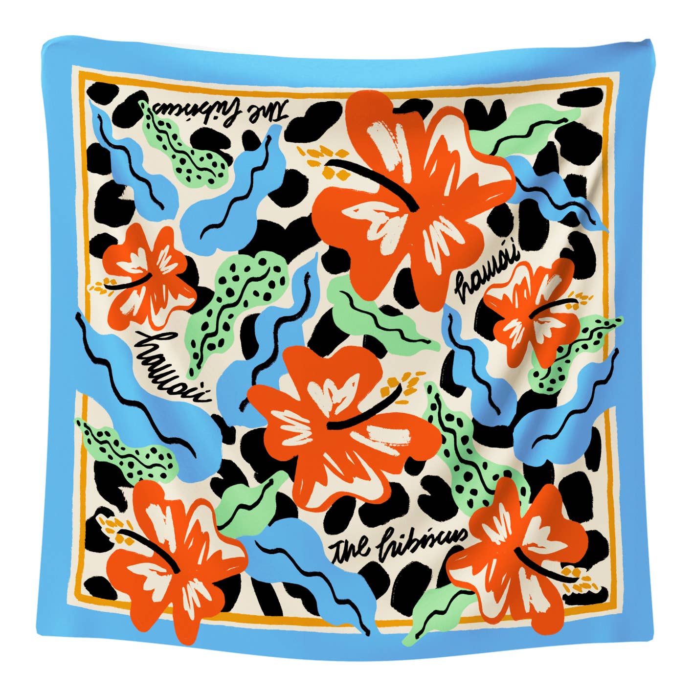 Maxi scarf BLUE HIBISCUS