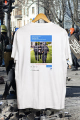 Wien Streetwear T-Shirt weiß, Rücken: Captcha-Print "Select all squares with bastards", Loose Fit Bio Baumwolle