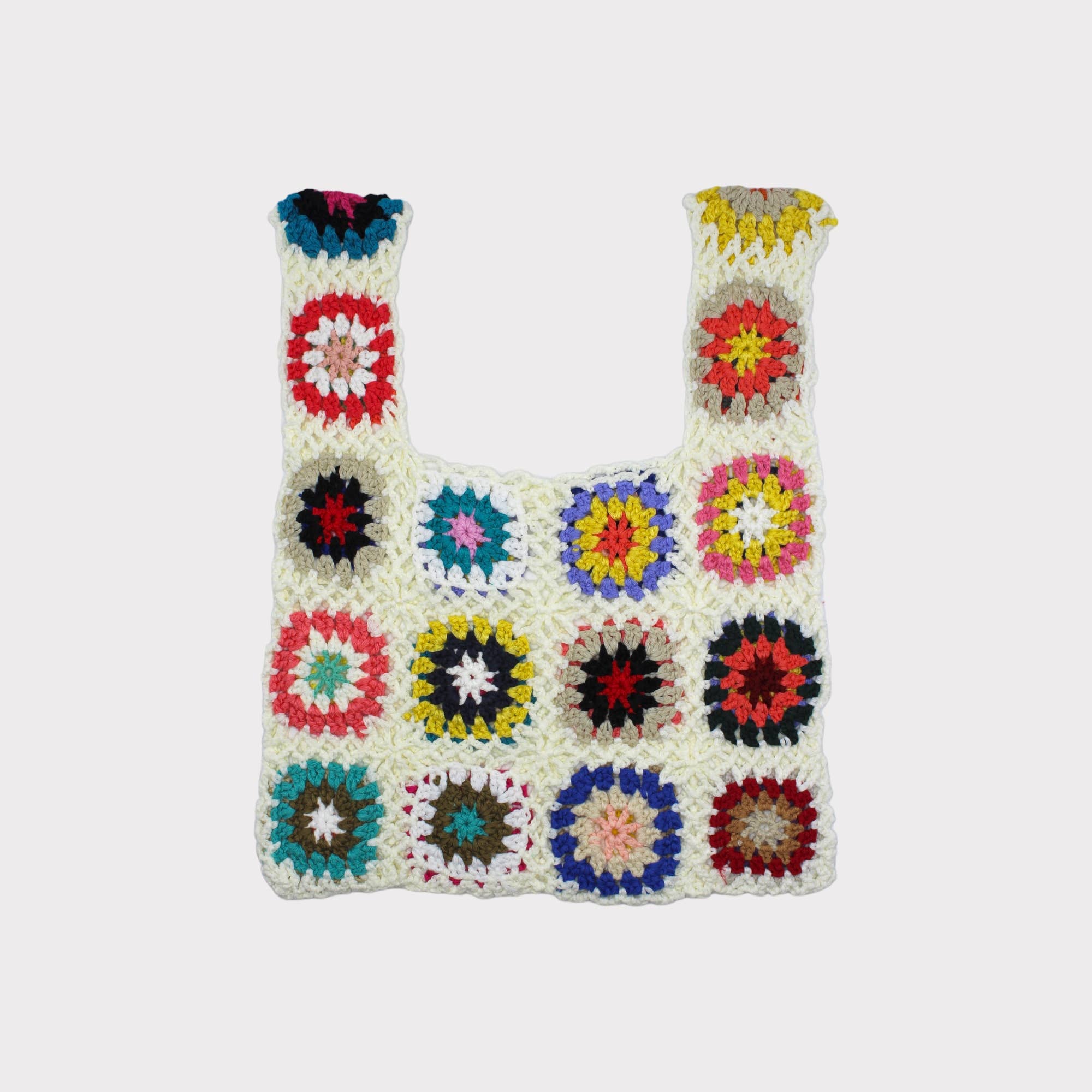 Retro Pattern Crochet Hand Bag: Beige