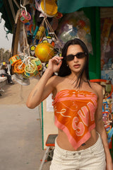 Medium scarf FOLLOW THE SUN / Silk & Cotton