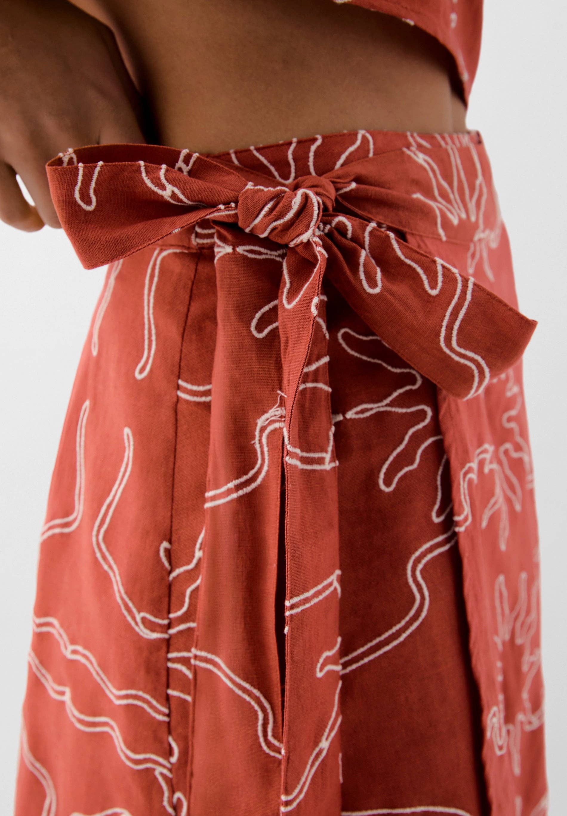 Embroidered Linen Skirt