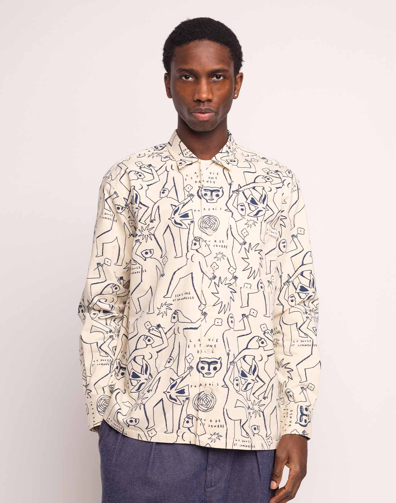 Chemise Decré Life Dance Beige et Bleu