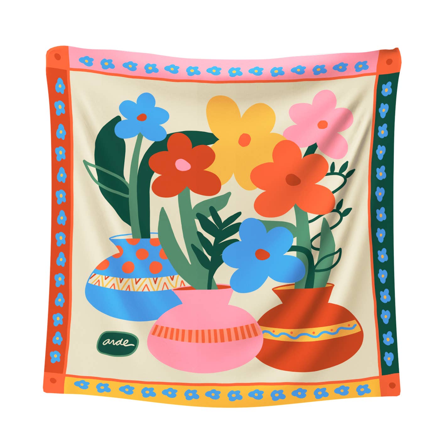 Medium scarf HOME FLOWER / Capsule 100% Silk twill