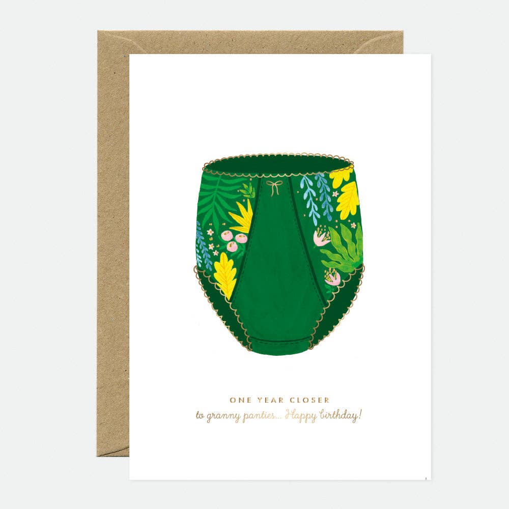 Gold Granny Panties Grußkarte