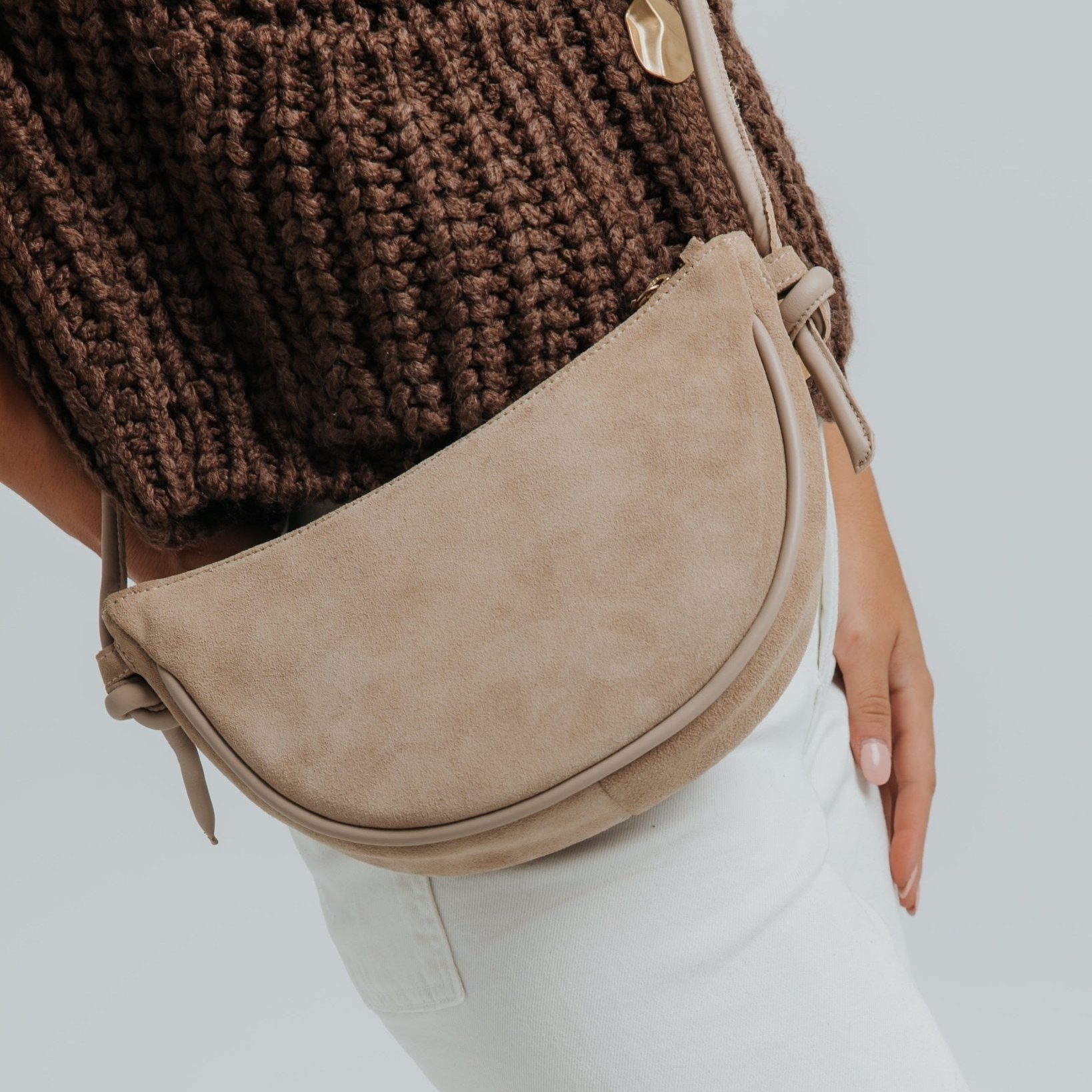 Mini Half Moon - Suede Burgundy
