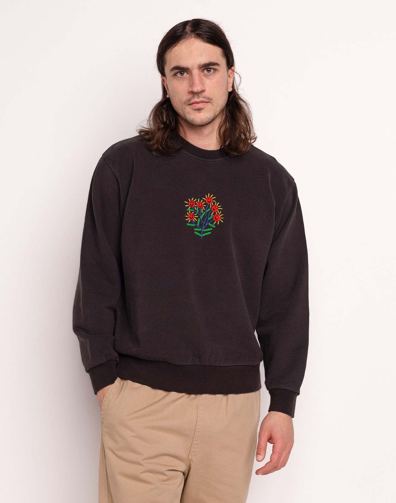 Sweat Happy Flower Noir Carbone