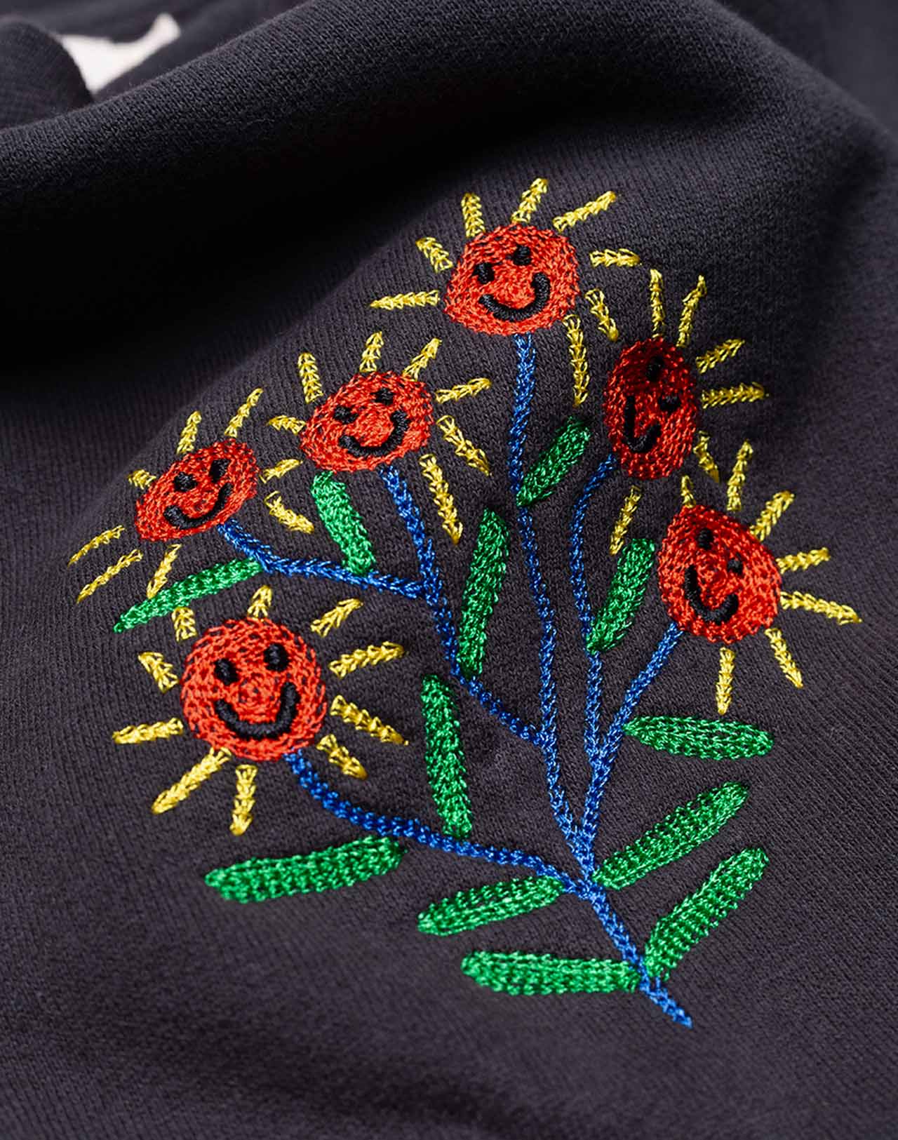 Sweat Happy Flower Noir Carbone