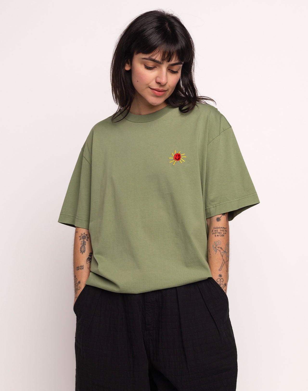 T-Shirt Happy Flower Vert Sauge