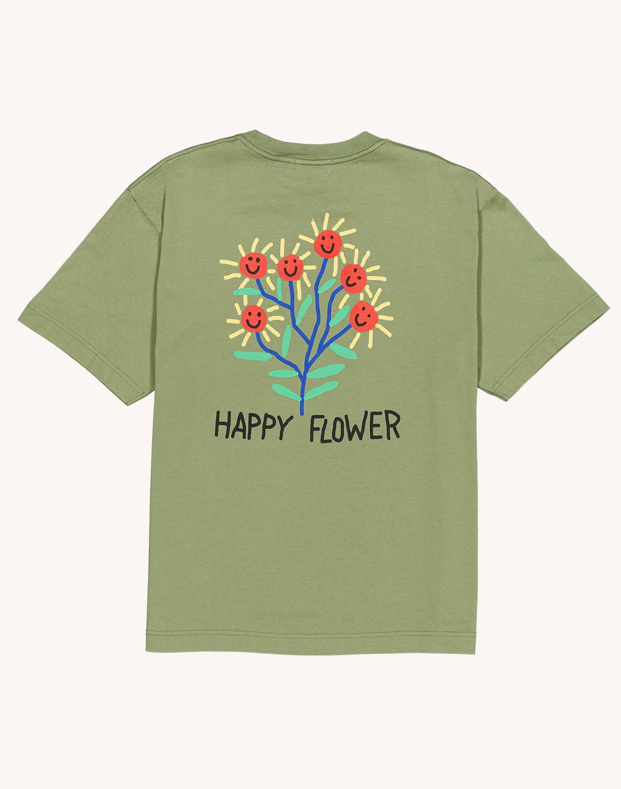 T-Shirt Happy Flower Vert Sauge