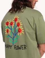 T-Shirt Happy Flower Vert Sauge