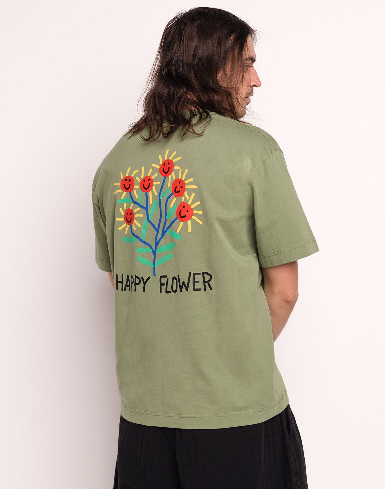 T-Shirt Happy Flower Vert Sauge